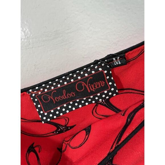 Voodoo Vixen Womens Dress Size M Red Black 1950 Sunglass Print Retro Pin Up NWTS - Picture 3 of 8
